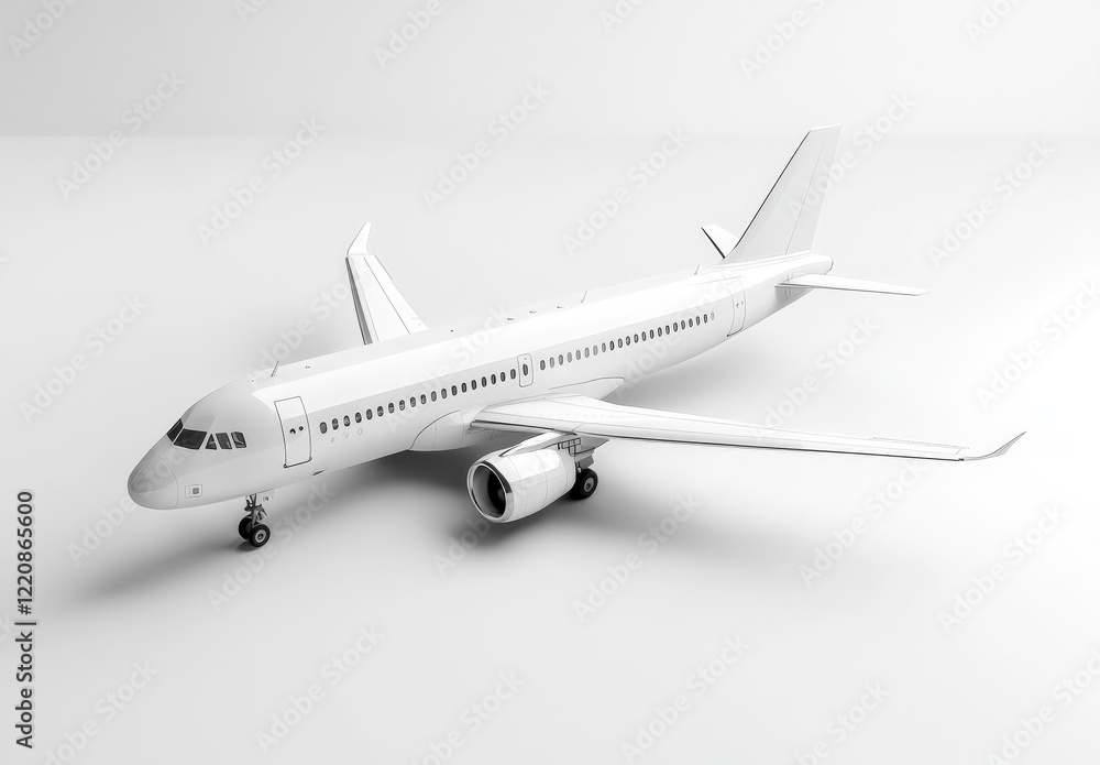 A white airplane is flying in the sky on a clear background A white airplane is flying in the sky on a clear background