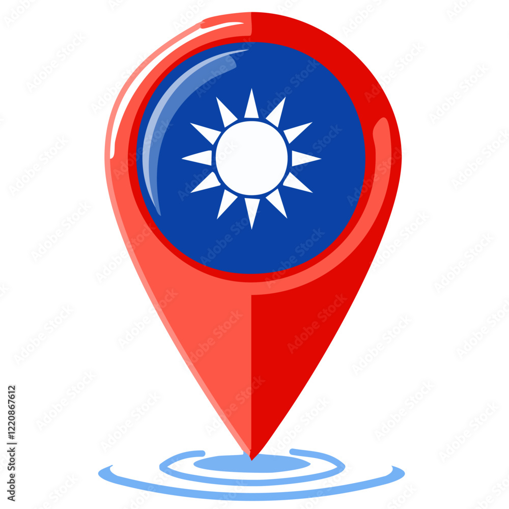 Isolated national flag of Taiwan on a white background, Vector illustration Isolated national flag of Taiwan on a white background, Vector illustration