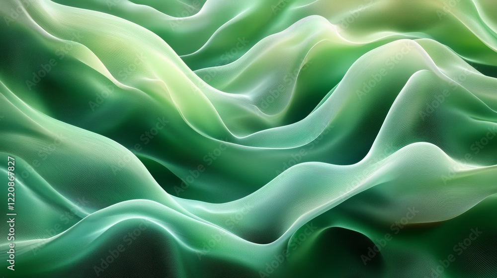 Fototapeta premium Captivating Green Waves in a Soft Textured Flowing Design