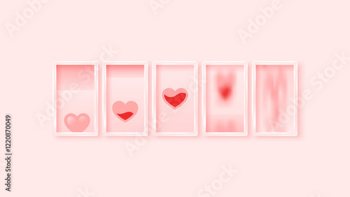 Love meter. Heart symbol isolated. Loading indicator. Progress bar. Vector eps10 illustration. Valentine's day concept. Romance measuring scale. 3d. UI element design. Flat. Relationship satisfaction.