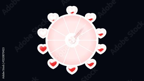Love meter. Heart symbol isolated. Loading indicator. Progress bar. Vector eps10 illustration. Valentine's day concept. Romance measuring scale. 3d. UI element design. Flat. Relationship satisfaction.