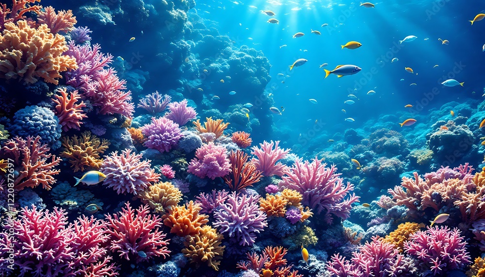 Naklejka premium Vibrant Coral Reef Fish Colorful Underwater Scene