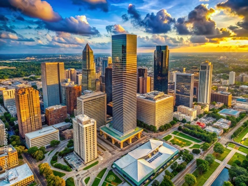 Wallpaper Mural Aerial View of Houston Galleria Area, Williams Tower, Texas Skyscrapers Torontodigital.ca
