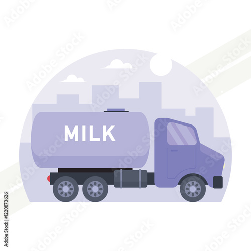 Truck full of milk illustration