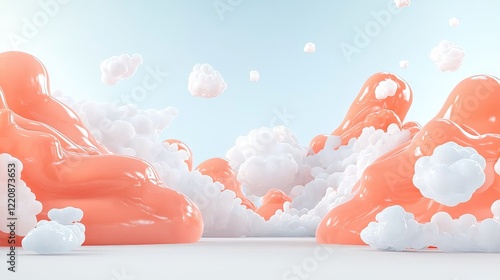 Dynamic abstract landscape with colorful clouds digital art modern environment aerial view creative concept