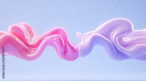 Dynamic color fusion pink and purple wave interaction abstract background digital art creative concept