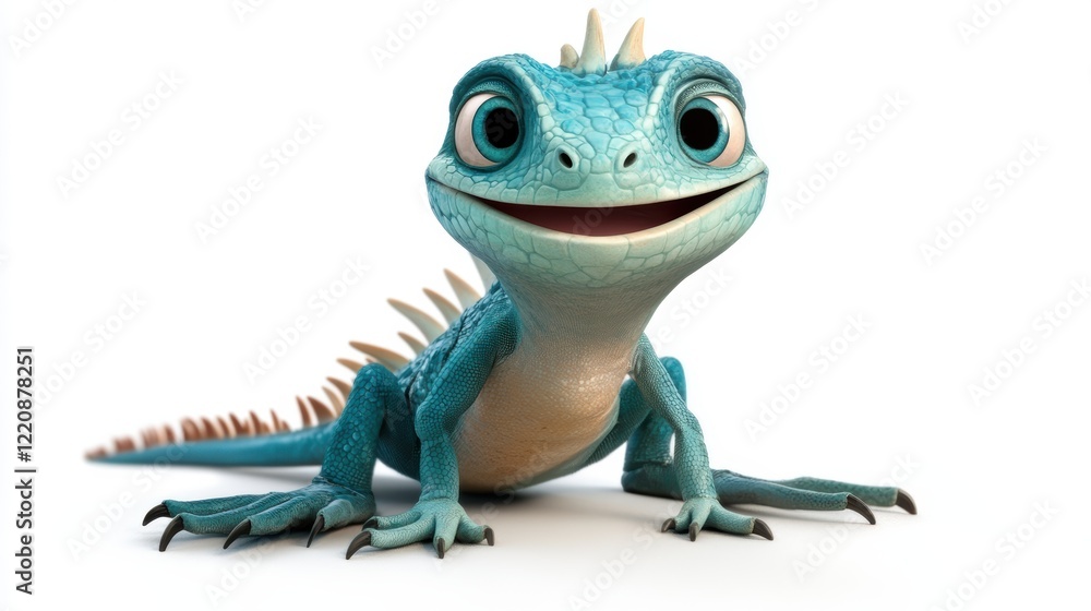 Obraz premium Adorable Cartoon Lizard, 3D Render - Whimsical characters