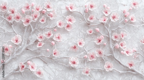 Blossoming cherry blossoms tranquil garden nature photography springtime aerial view serene beauty