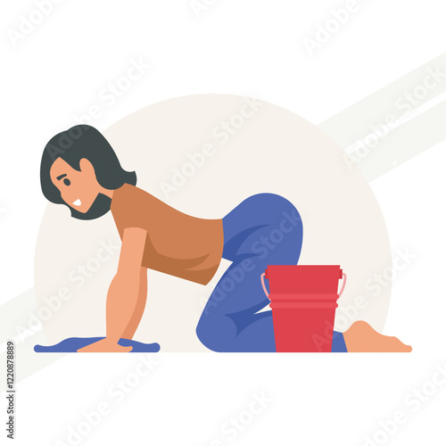 Woman mopping floors