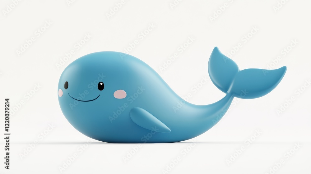 Obraz premium Cute Cartoon Whale 3D Render - 3D renders