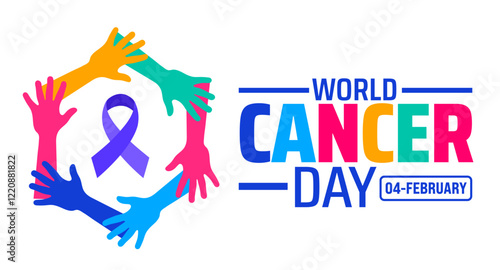 World Cancer Day background banner or poster design template. observed every year in February. Holiday concept. Use to any Template, card, poster, placard, template.