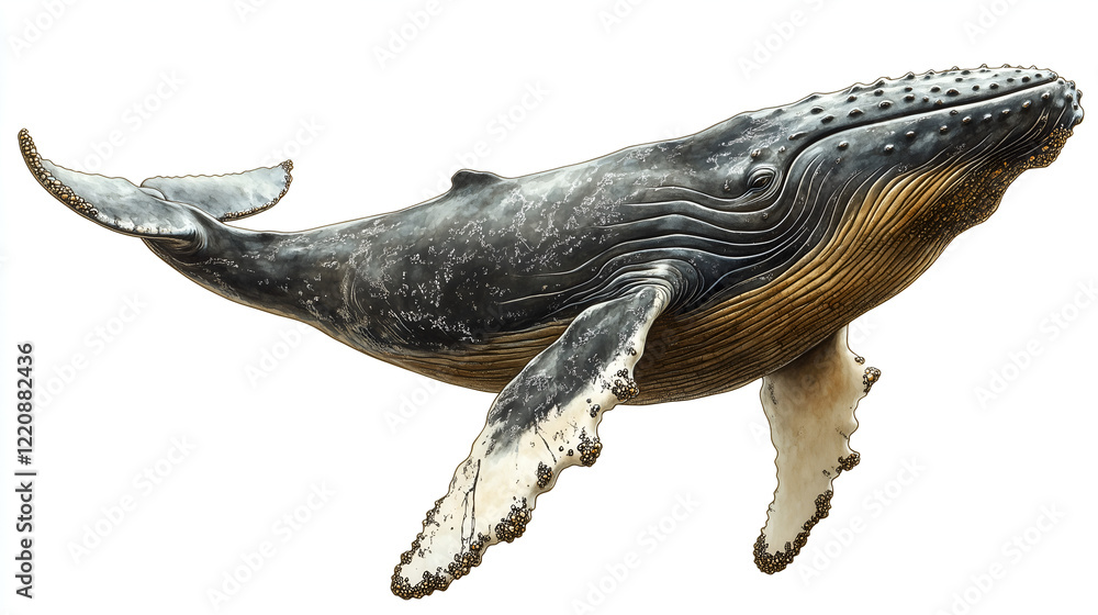 Watercolor, cute and creepy humpback whale clip art on a white background Watercolor, cute and creepy humpback whale clip art on a white background