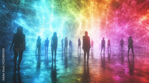 Wallpaper Mural A close-up, abstract image of colorful, interconnected droplets resembling a network or lattice structure. Torontodigital.ca