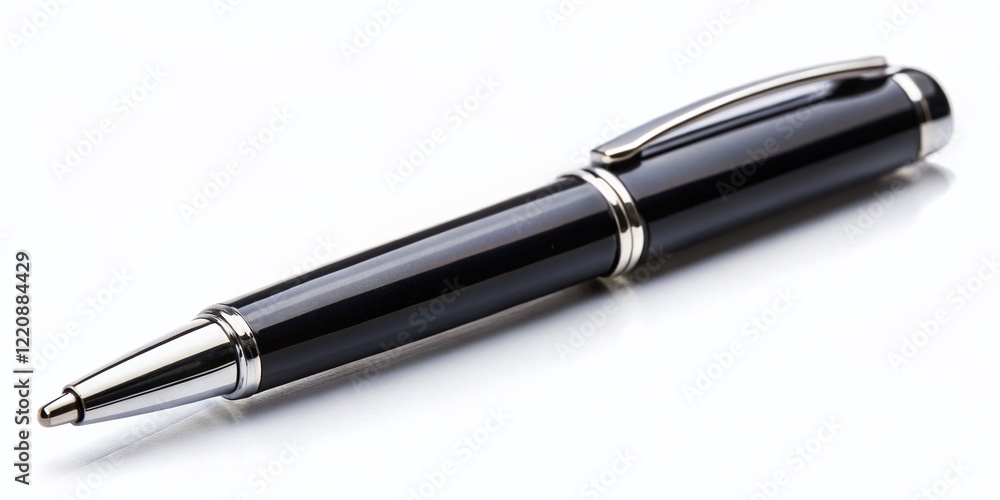Black Ballpoint Pen Isolated on White Background - High-Resolution Stock Photo Black Ballpoint Pen Isolated on White Background - High-Resolution Stock Photo
