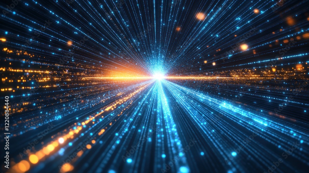 Obraz premium Abstract Digital Data Stream Converging to a Central Point