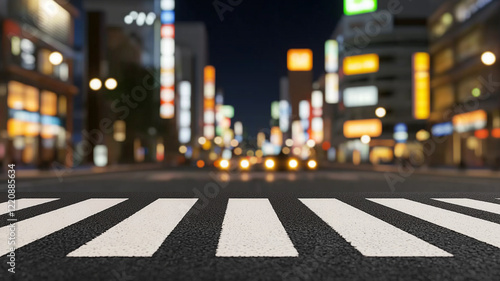 Wallpaper Mural busy Tokyo crosswalk at night, illuminated by vibrant city lights, creates lively urban atmosphere. blurred background enhances sense of motion and chaos Torontodigital.ca