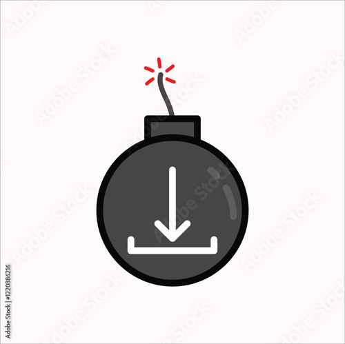 Firecracker firework decorCombines the symbol of a bomb with a download icon, which might imply danger or risk associated with downloading something. Vector illustration design. Eps 10.