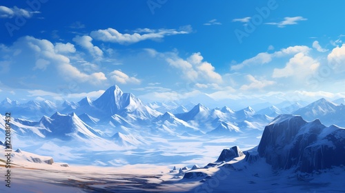 Wallpaper Mural A high-altitude plateau surrounded by towering snowy peaks. Torontodigital.ca