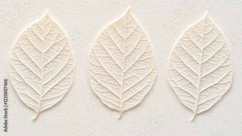 Intricate white leaf patterns nature studio textural imagery minimalist environment close-up view natural concept