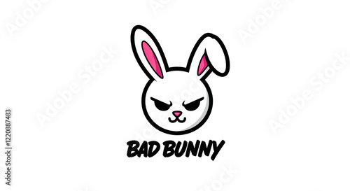 Bad Bunny Cartoon Logo Design with Bold Text and Rabbit Character