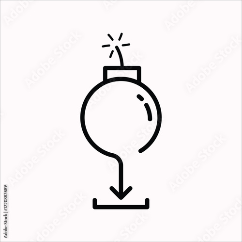 Firecracker firework decorCombines the symbol of a bomb with a download icon, which might imply danger or risk associated with downloading something. Vector illustration design. Eps 10.