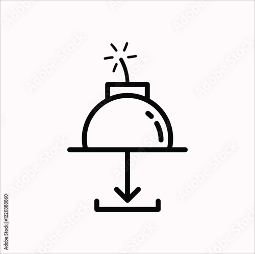 Firecracker firework decorCombines the symbol of a bomb with a download icon, which might imply danger or risk associated with downloading something. Vector illustration design. Eps 10.