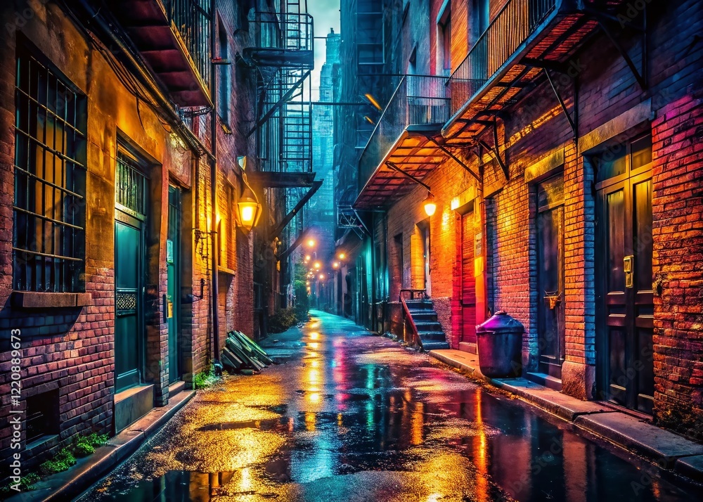 Moody Urban Alleyway at Night - Low Light Photography Moody Urban Alleyway at Night - Low Light Photography