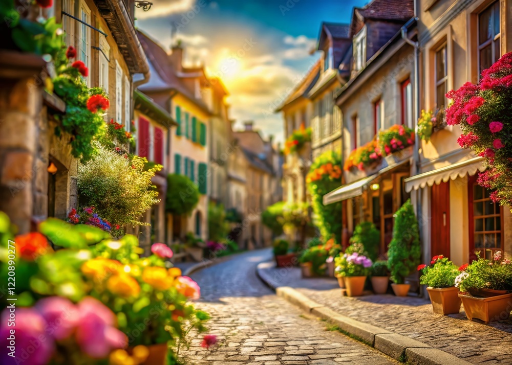 Fototapeta premium Charming French City Street Summer Tilt-Shift Photography