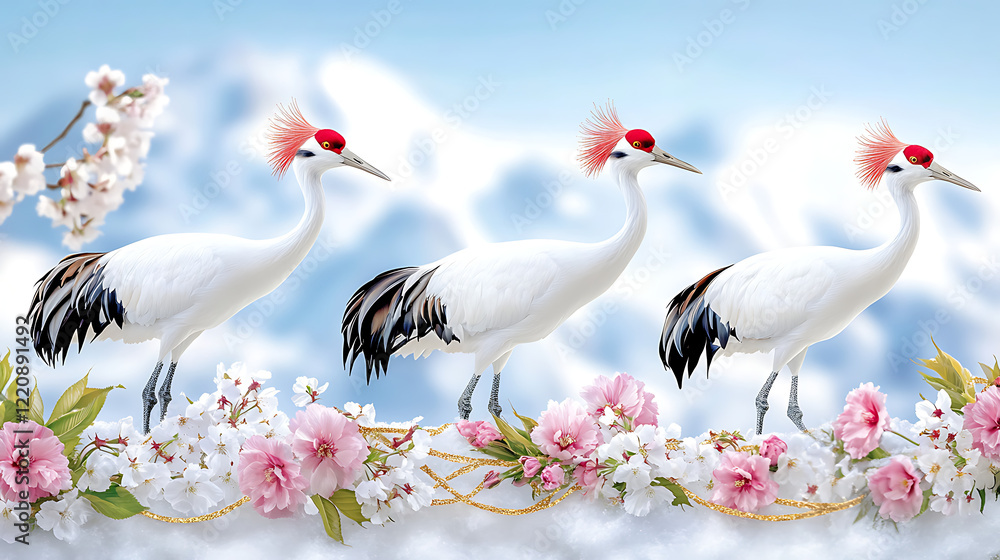 Obraz premium Cranes in nature's beauty