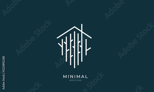 Minimal house tree logo , house wood logo , jungle house logo