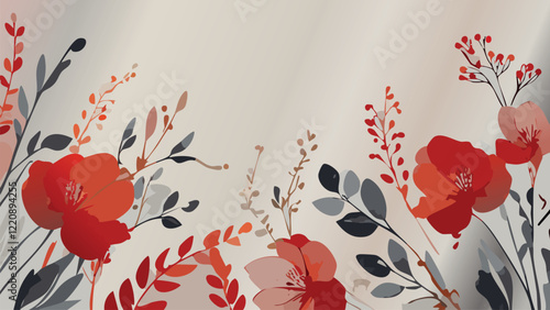 Abstract vector art floral background vector, wallpaper with watercolor, leaf framed, flower, vivid foliage, aquarelle frame, dark, deep colors. Autumn colors design.