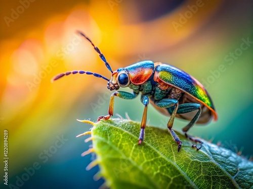 Wallpaper Mural Close-up of Colorful Insect on Leaf with Copy Space - Nature Stock Photo Torontodigital.ca