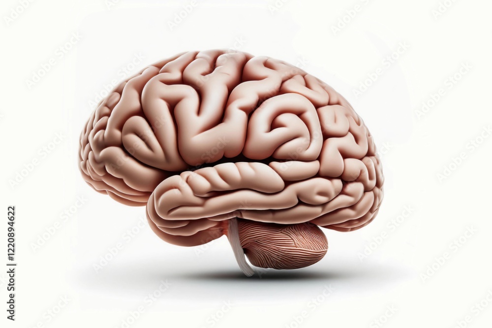 realistic human brain with deatalladas veins isolated on white background with clapping path full of depth realistic human brain with deatalladas veins isolated on white background with clapping path full of depth