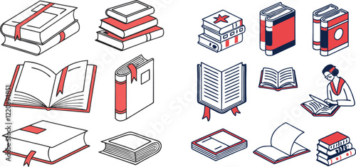 set of books icon vector illustrations 