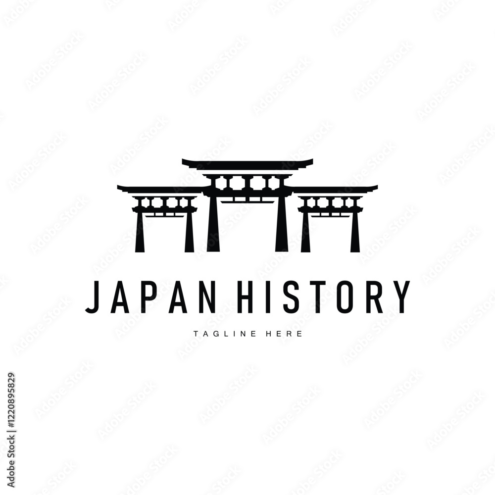 Japan torii gate logo japanese histori gate with minimalist concept is simple silhouette temple icon design Japan torii gate logo japanese histori gate with minimalist concept is simple silhouette temple icon design