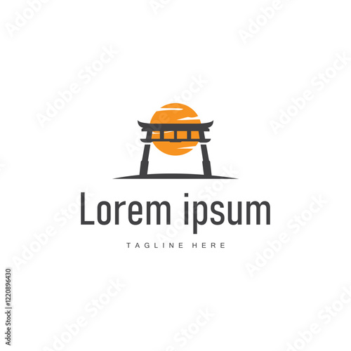 Japan torii gate logo japanese histori gate with minimalist concept is simple silhouette temple icon design