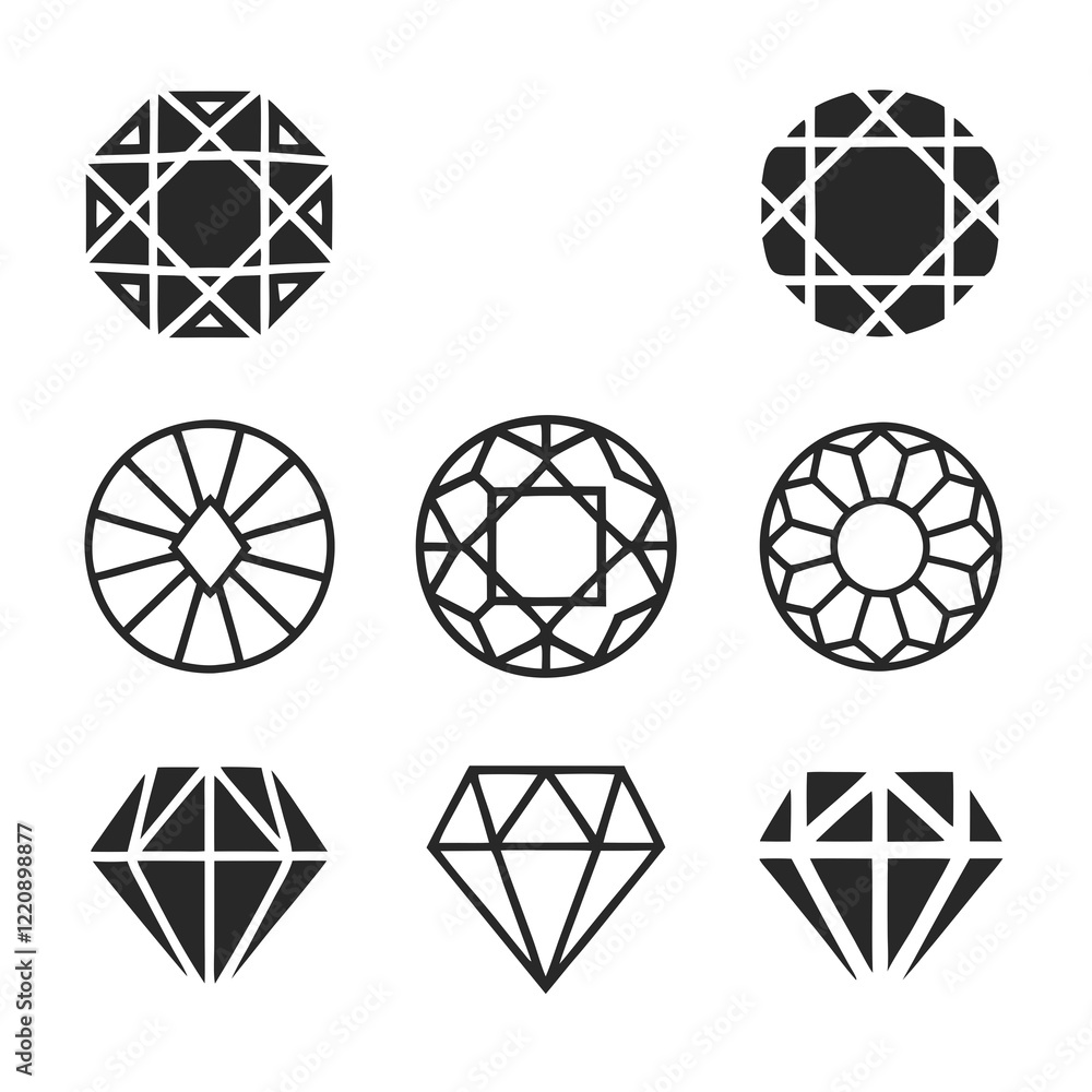 Unique Diamond Icon Bundle with Distinct Designs. Unique Diamond Icon Bundle with Distinct Designs.