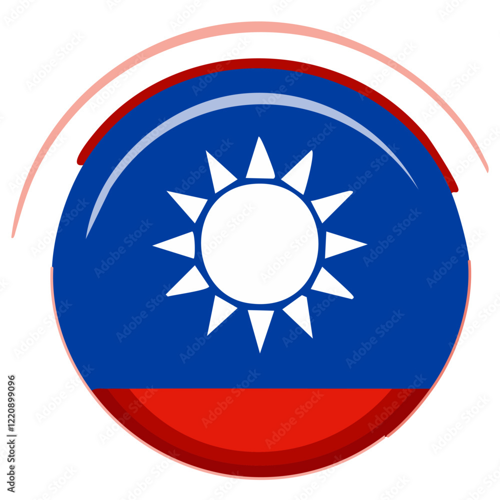 Round button with flag of the Republic of China. Vector illustration. Round button with flag of the Republic of China. Vector illustration.