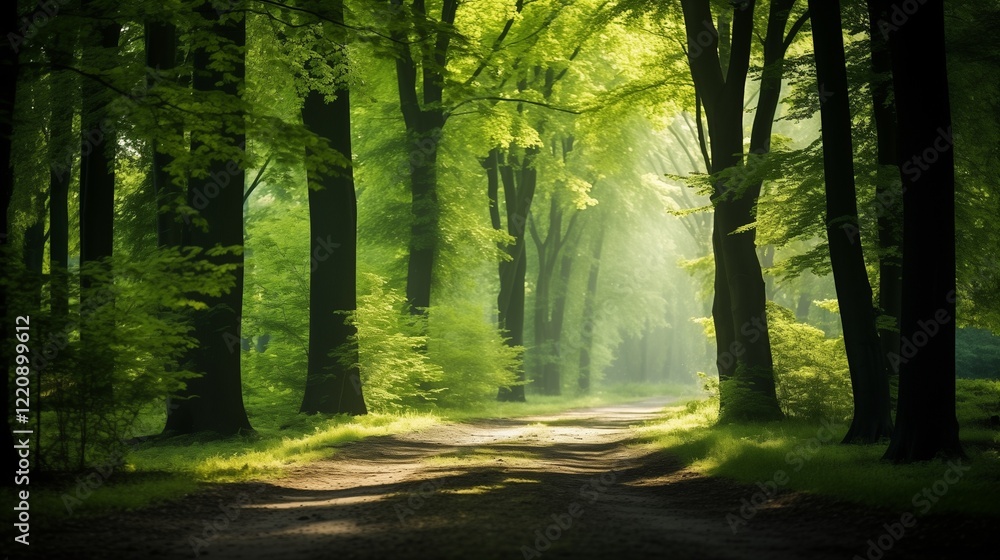 Fototapeta premium forest trees. nature green wood sunlight backgrounds.