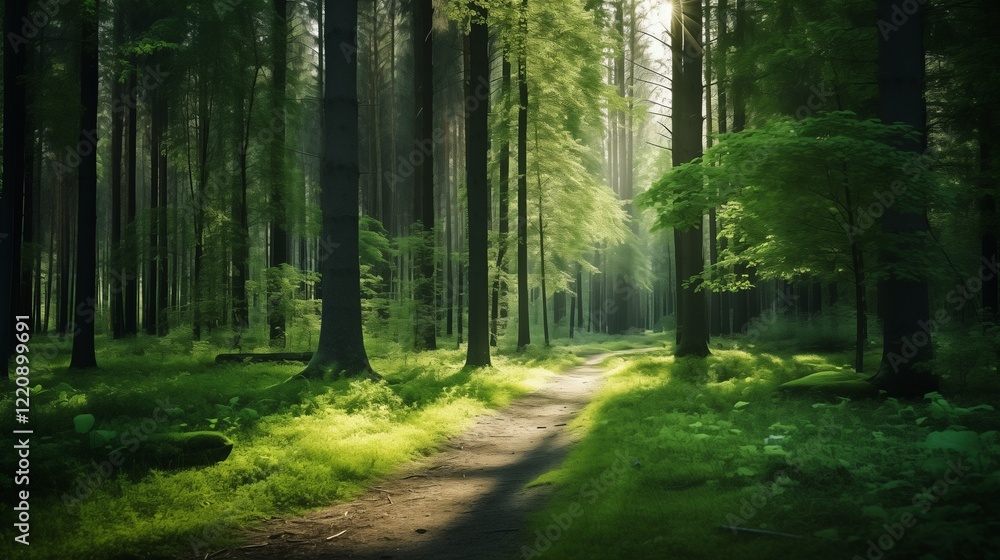 Fototapeta premium forest trees. nature green wood sunlight backgrounds.