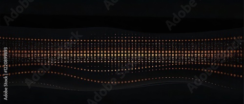 Abstract Background with Brown Glowing Dots and Flowing Waves. 21:9 Ratio