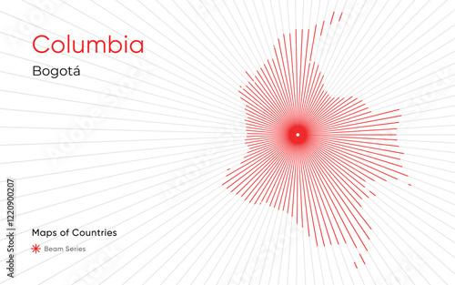 Creative Laser Map of Columbia with Bogota as the Center	
