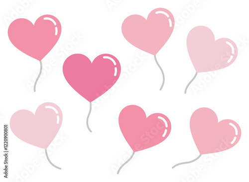 ハートの風船イラスト素材・かわいい・バレンタイン