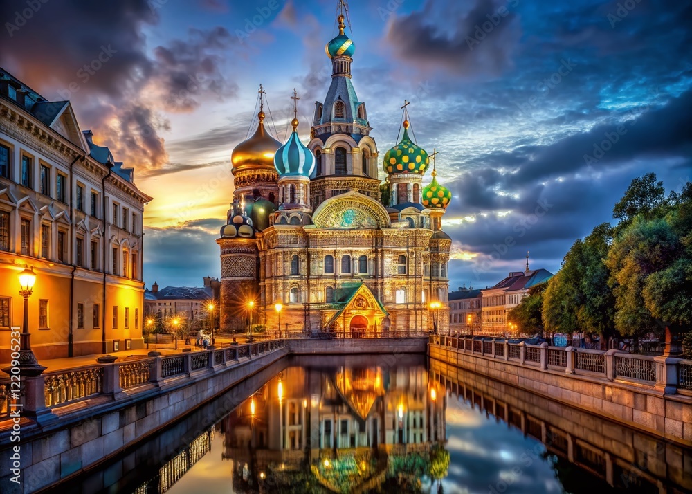 Night View of Church of the Savior on Spilled Blood, St. Petersburg, Russia Night View of Church of the Savior on Spilled Blood, St. Petersburg, Russia