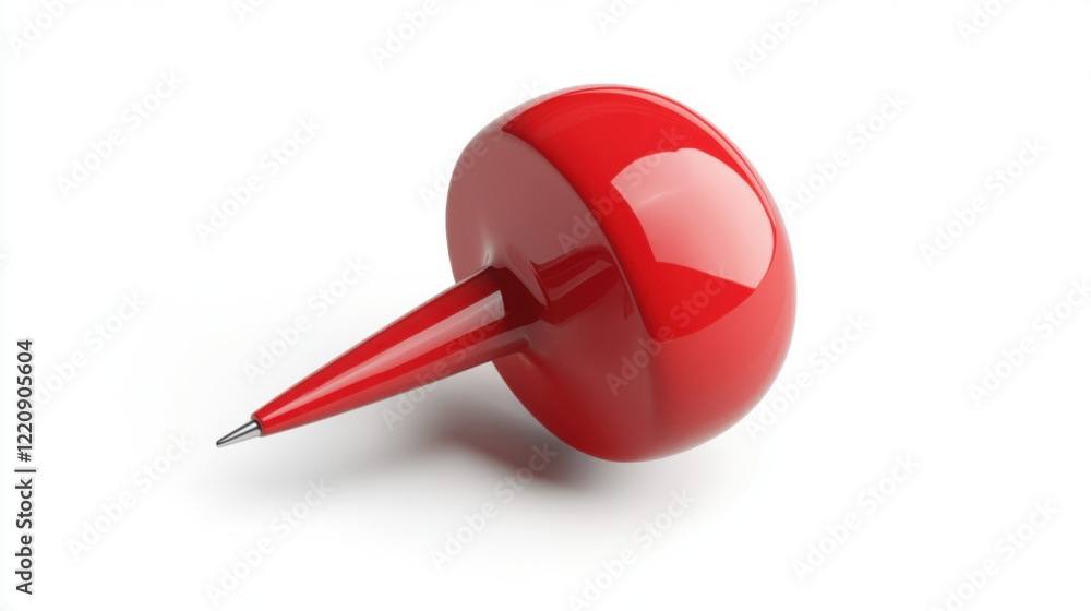 highly detailed illustration of red push pin, showcasing its glossy surface and sharp point, perfect for office use highly detailed illustration of red push pin, showcasing its glossy surface and sharp point, perfect for office use