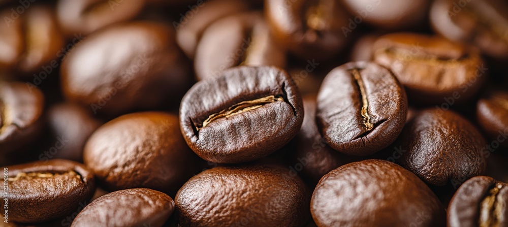 Coffee beans closeup backdrop. Generative AI technology.
Coffee beans closeup backdrop. Generative AI technology.