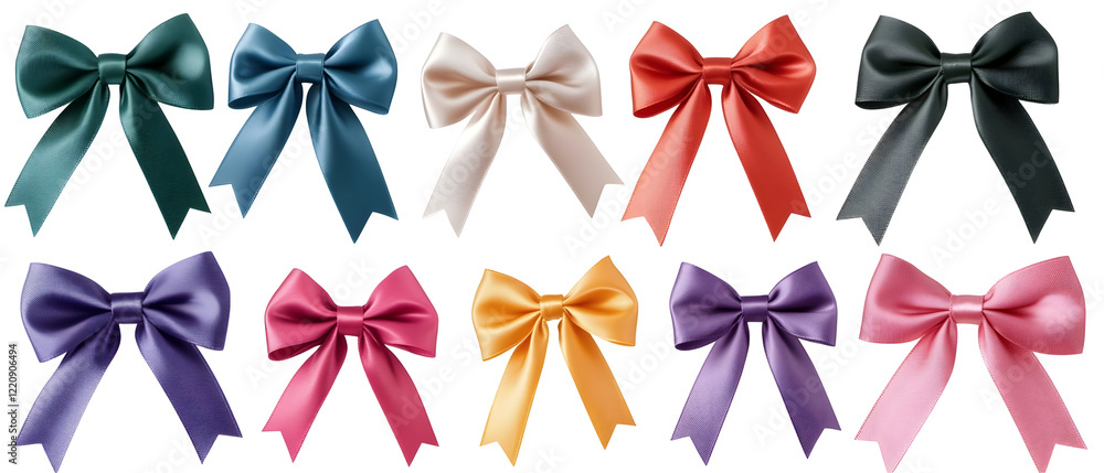 Ribbon bows in various colors and styles. Isolated on White Background, clipping path - Ribbon bows in various colors and styles. Isolated on White Background, clipping path -