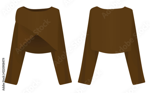 Brown  woman poncho sweater. vector