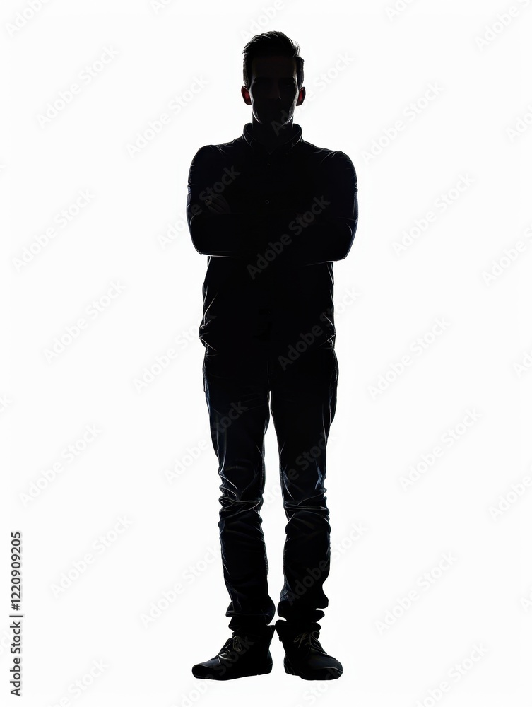 Silhouette of a Man with Crossed Arms Silhouette of a Man with Crossed Arms