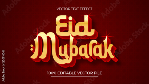 Eid Mubarak Luxury 3D Editable Text Style Effect Gold and Red Theme